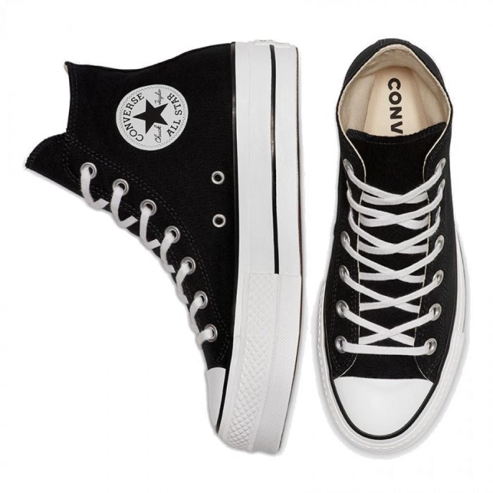 Converse Women's Chuck Taylor All Star Canvas Platform Hi In Black/White/White 5 Converse Women's Chuck Taylor All Star Canvas Platform Hi In Black/White/White - Image 3