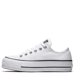 Converse Women's Chuck Taylor All Star Lift In White/Black -Best Shoes c o convers chuck taylor all star lift low top white 560251c 1 1100x