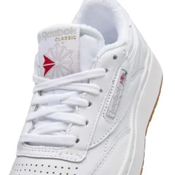 Reebok Women's Club C Double In White/Rubber Gum-07 -Best Shoes fv5658 8 footwear photography detail view 2 white 1100x