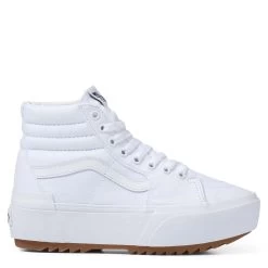 Vans Women's Sk8-Hi Canvas Stacked In True White